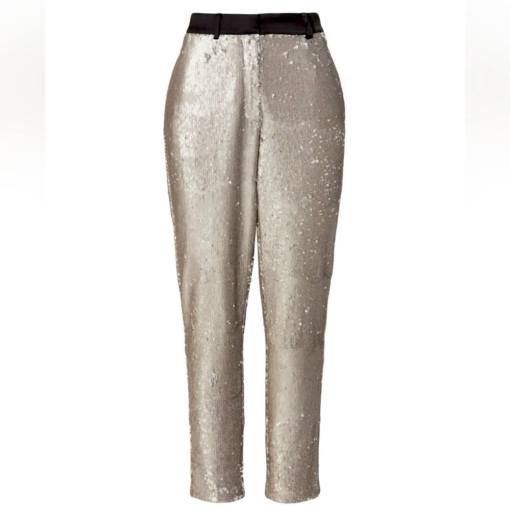 NWT All Saints Leigh Trouser in silver sequin size 2